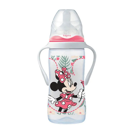 Tigex Biberon 3 vitesses à poignées amovibles | +6 mois | 300 ml | Tétine en silicone | Anti-colique | Sans BPA | Disney Minnie Mouse