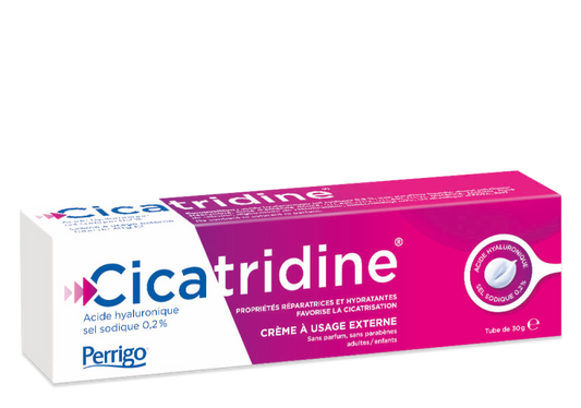 Cicatridine - Crème à l’Acide Hyaluronique - Favorise la cicatrisation - Usage externe, y compris la zone intime - Répare et Hydrate - sans parfum et sans parabènes - Tube 30g