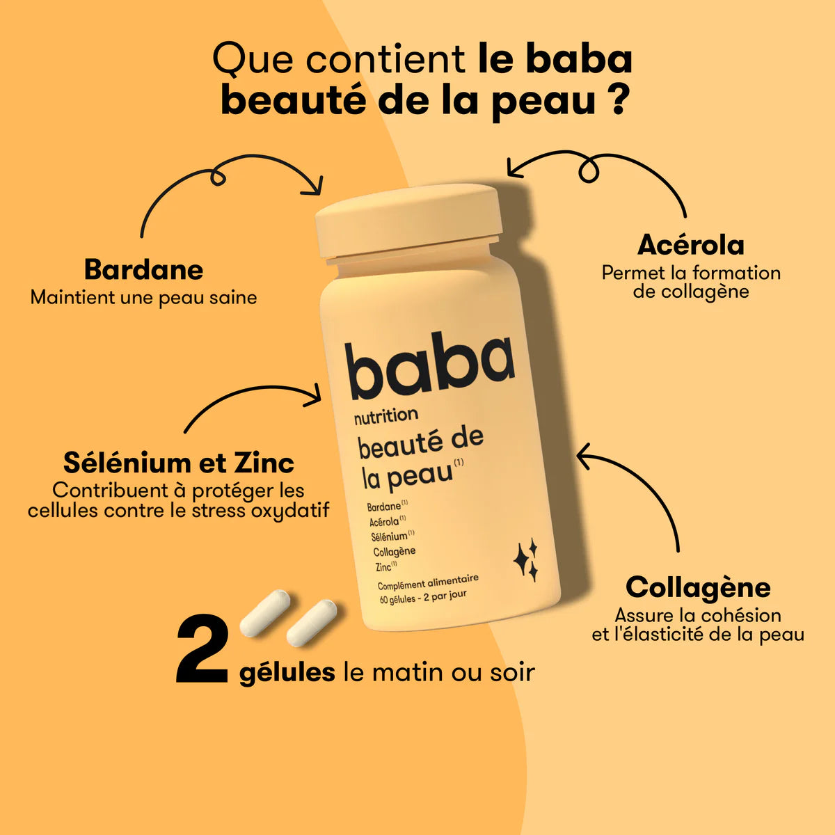 Baba Nutrition Beauté de la Peau Complément Alimentaire 60 Gélules