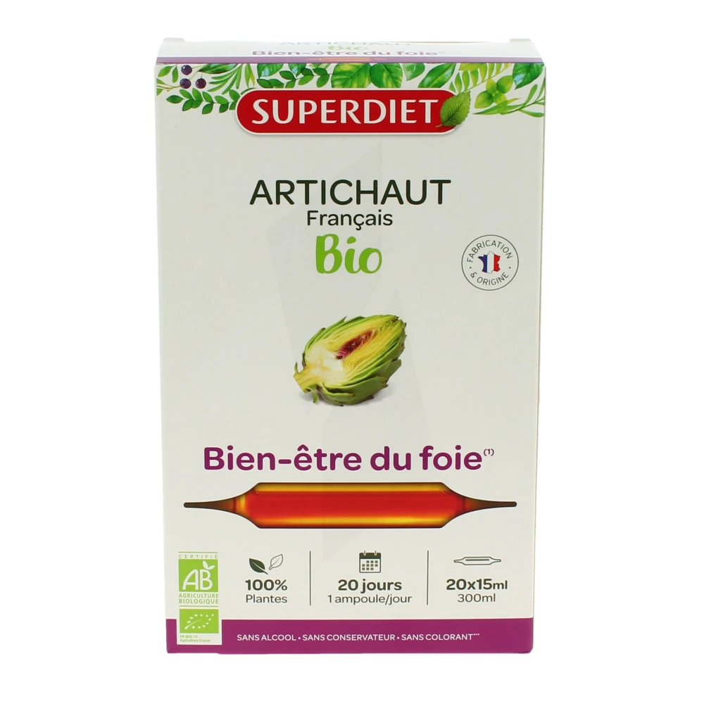 Superdiet Radis Noir - Artichaut Bio - 20 Ampoules de 15 ml