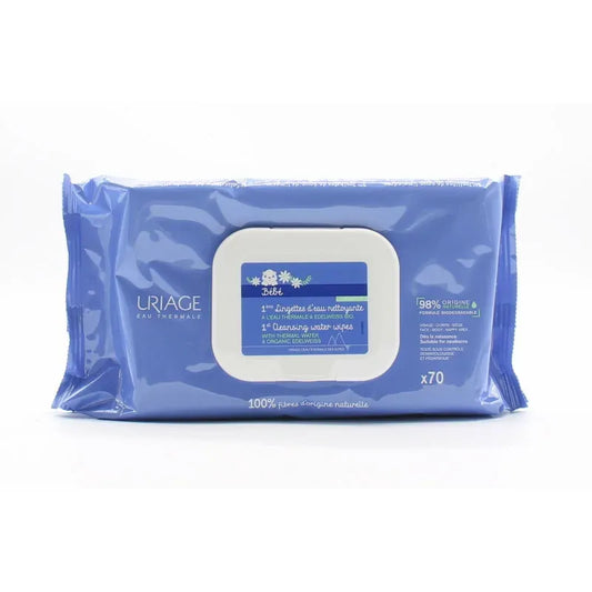 Uriage 1Ères Lingettes d'Eau Nettoyante X70  Attention : La vente de ce produit est limitée à l'Espace Economique Européen et à 6 produits identiques par jour et par client.