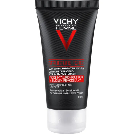 Vichy Homme Structure Force Soin Global Hydratant Anti-Âge Peau Sensible Tube 50ml