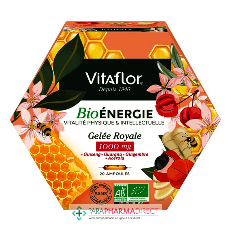 Vitaflor BioÉnergie Gelée Royale 1000 mg Vitalité 20 Ampoules