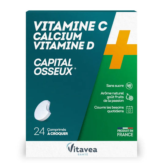 Vitavea Vitamine C + Calcium + Vitamine D 24 comrpimés à croquer